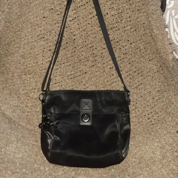 KIPLING-Black Coated Leah w/City Monkey-Messenger/Cross/Shoulderbag-Excellent - Picture 1 of 9